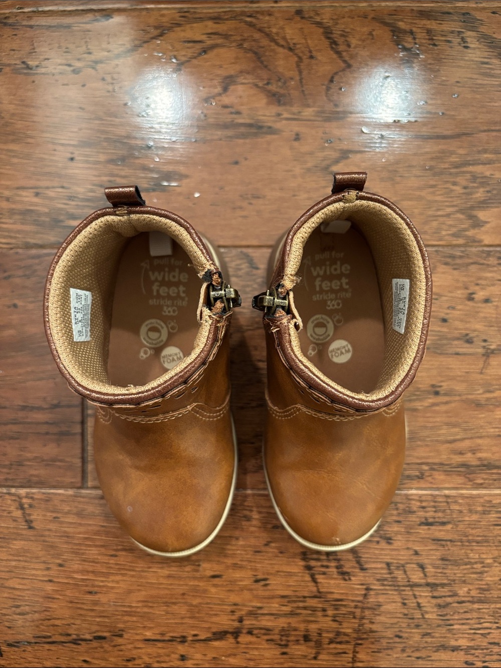 Stride Rite Toddler Brown Leather-Look Ankle Boots